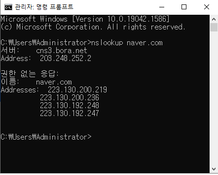 네트워크 명령어 nslookup.PNG